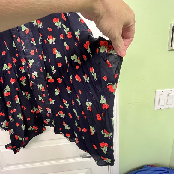 Aritzia Sunday Best Women’s Indigo Blue/Strawberry Open Front Blouse.  Sz XXS/XS - Picture 9 of 12